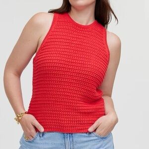 Madewell Bright Red Crochet Knit Tank Top women’s XS extra small